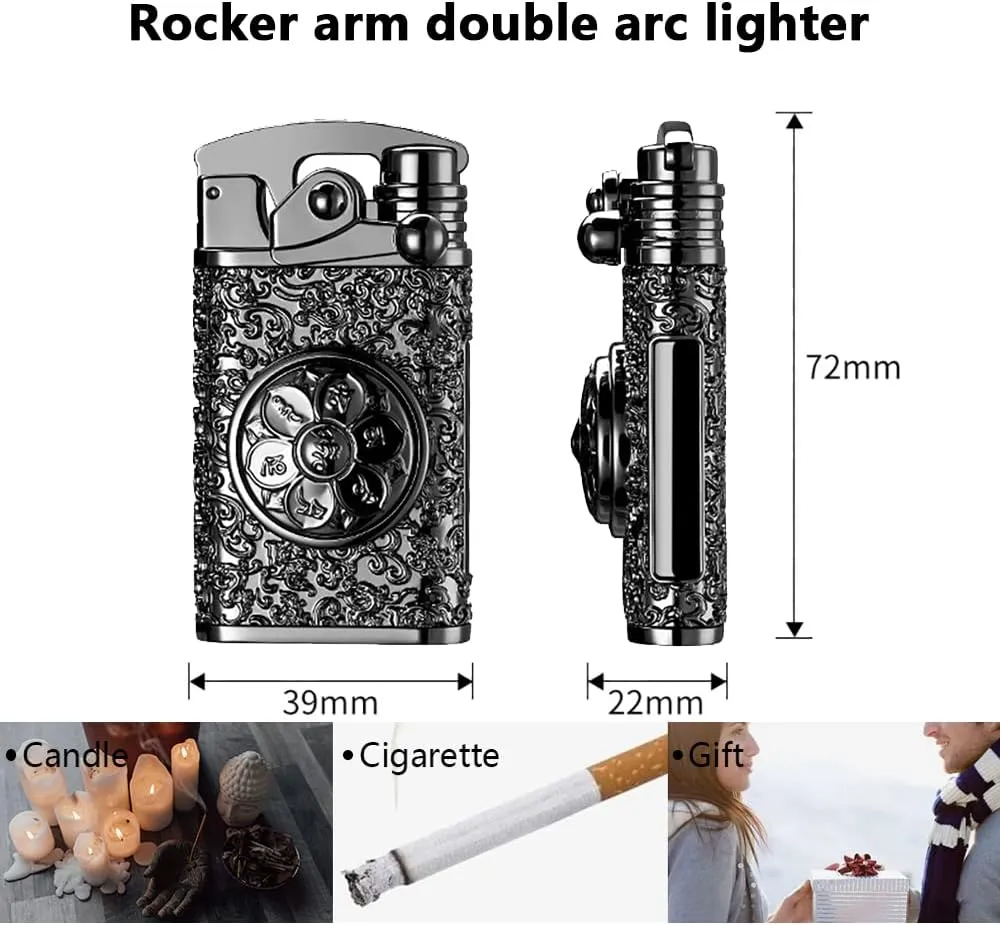 GADATOP Electric Rechargeable USB Lighter - Personalized Creative Rocker, Windproof Flameless Double Arc Plasma with Gift Box (Black)