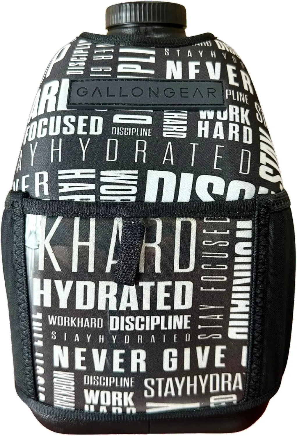 Gallon Gear 1 Gallon Fitness Hydration Cover | Neoprene Insulated Cooling & Portable Gym Water Bottle Carrier | CASE with Storage Pockets