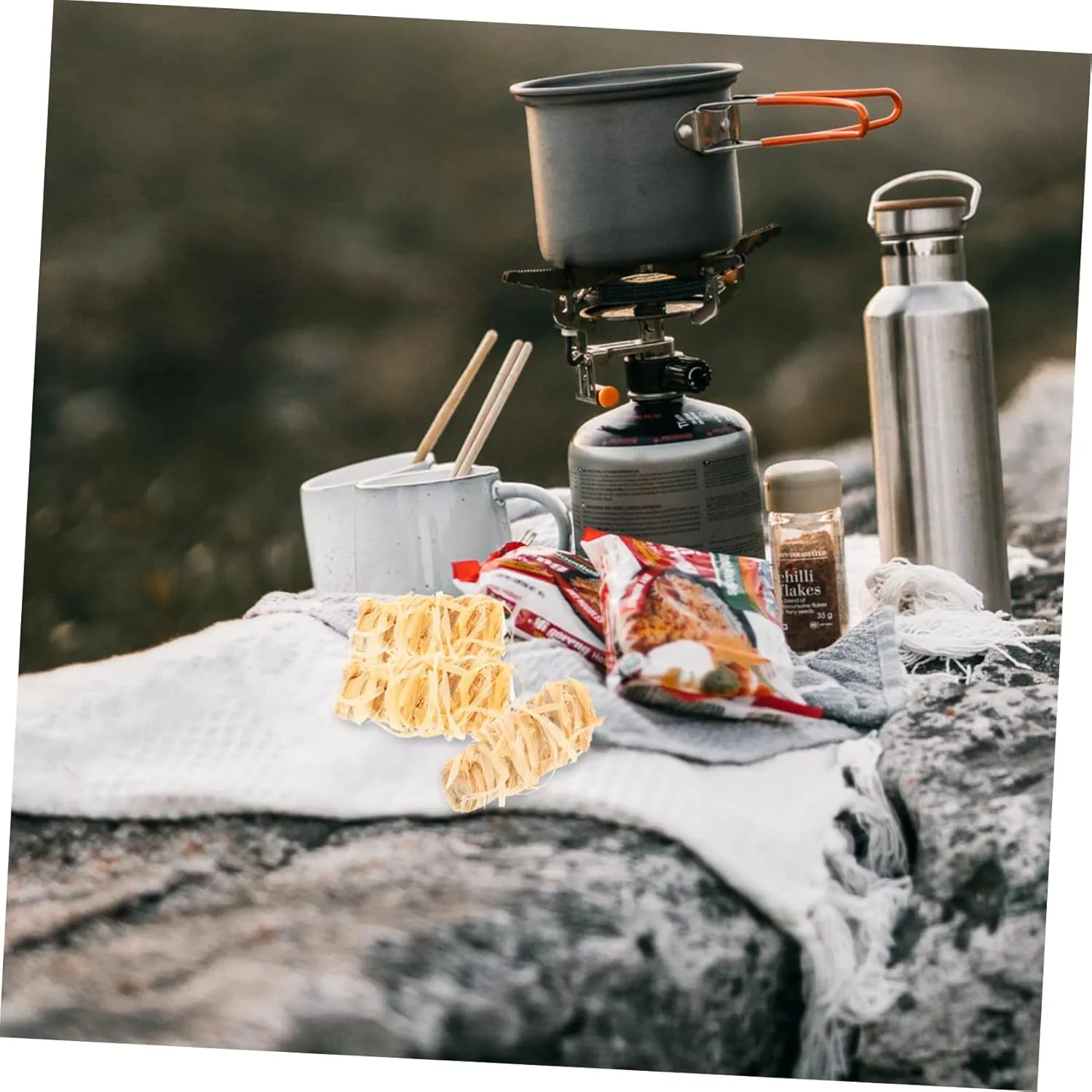 GALPADA 3sets Portable Outdoor Fire Camping Firewood Strips for BBQ Grill Emergency Hiking 8pcs*3