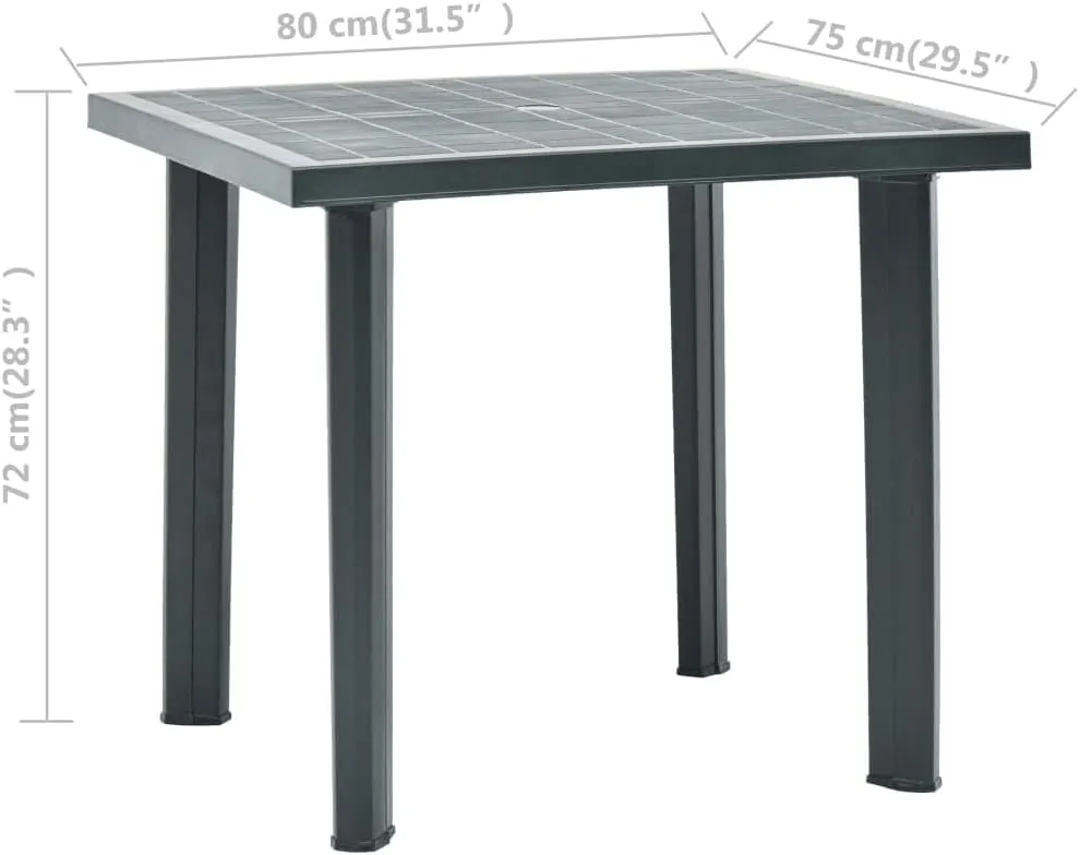 Garden Table Green Plastic Medium Lightweight Outdoor Table - Dining, Camping, Kitchen, Portable, Side, Coffee