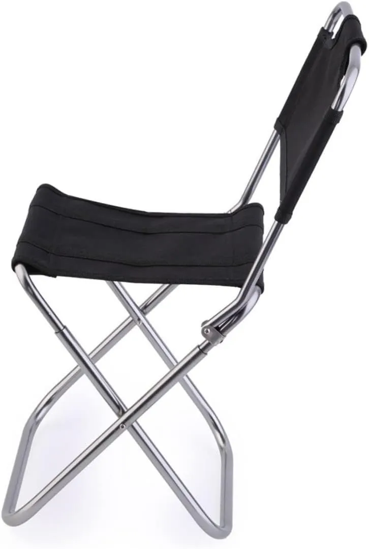 Garneck Lightweight Portable Folding Chair with Backrest Oxford Compact Camp Stool for Outdoor Fishing Camping Traveling Supports Black