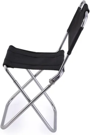 Garneck Lightweight Portable Folding Chair with Backrest Oxford Compact Camp Stool for Outdoor Fishing Camping Traveling Supports Black
