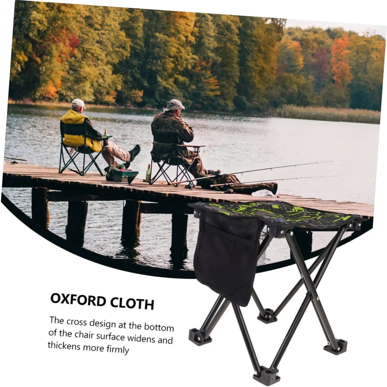 Garneck Outdoor Folding Chair Portable Stainless Steel Fishing Stool Air-Permeable Camping Seat for Hiking BBQ and Outdoor Activities Compact Design for Easy Carrying