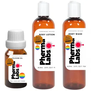Gay Mini Kit Set to Attract Men - All Day Scent - Includes: Body Lotion, Body Wash and Body Oil containing Pheromones PhermaLabs
