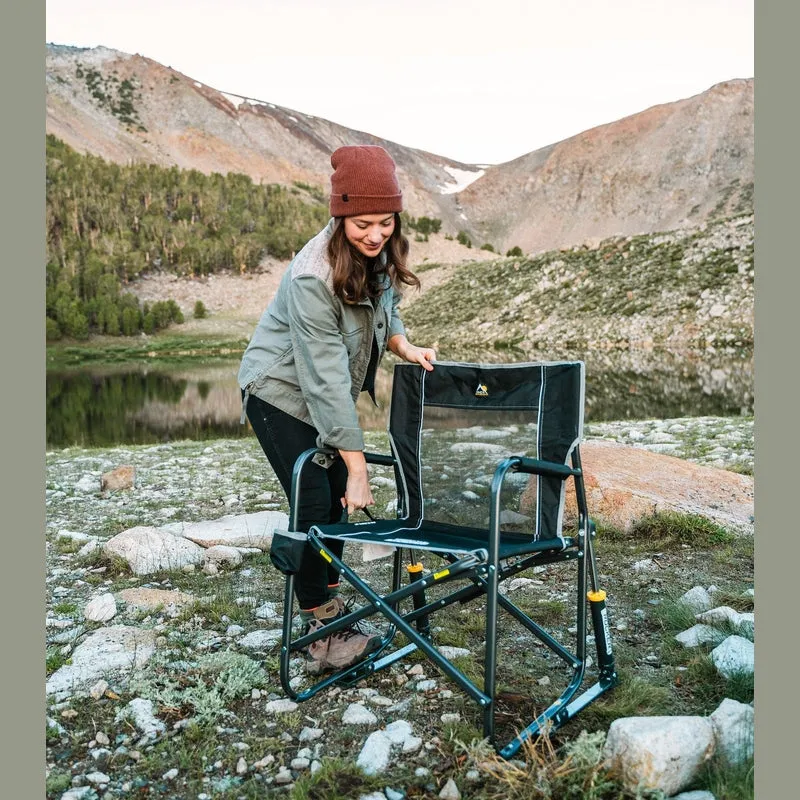 GCI Outdoor Freestyle Rocker XL Portable Folding Rocking Chair, Outdoor Camping Chair with Side Table, Aluminum