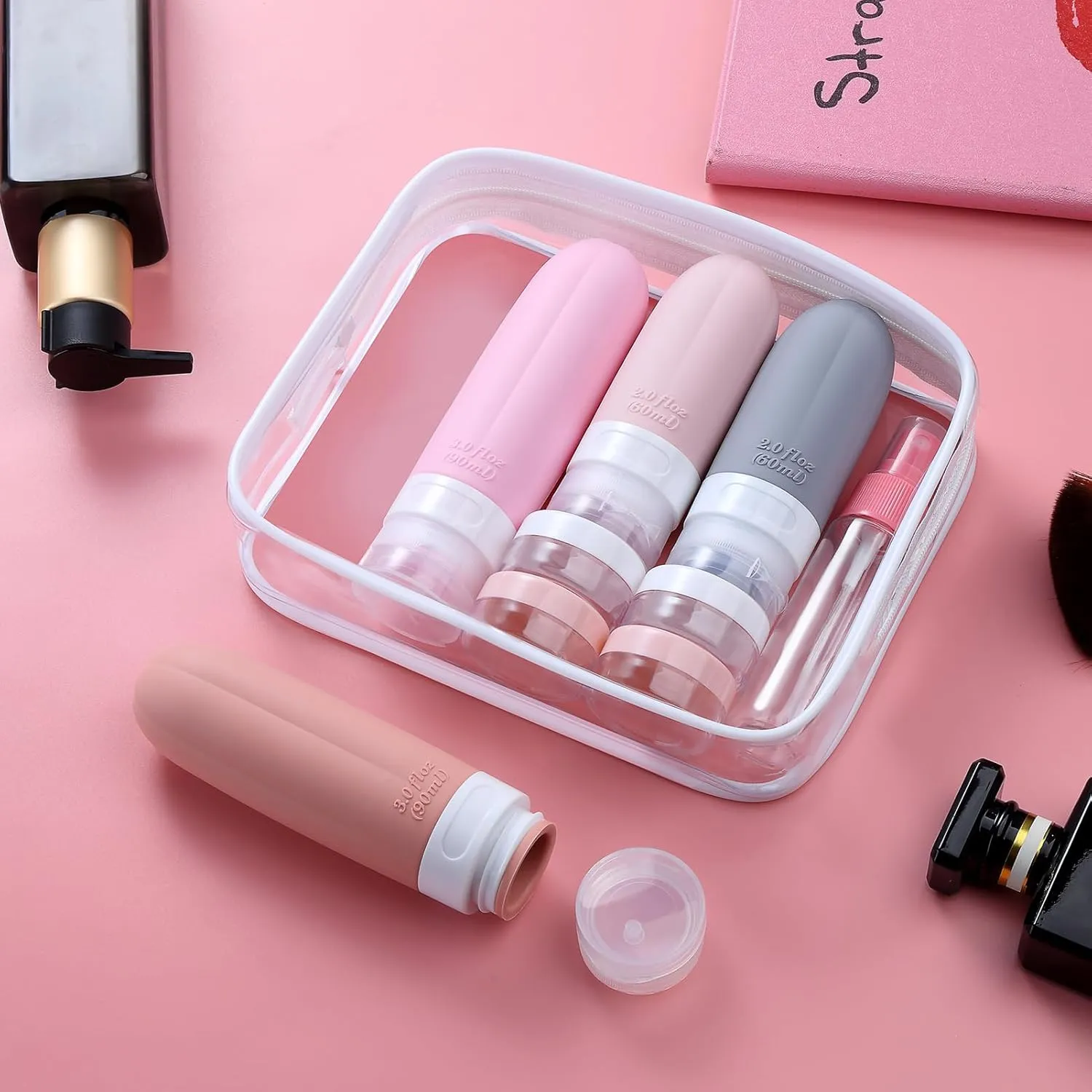 Gemice 16 Pack Travel Size Bottles, TSA Approved Leakproof Travel Containers for Toiletries, Silicone Refillable Travel Essentials Accessories with Travel Bag for Shampoo Conditioner