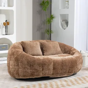 Giant Bean Bag Chair Couch with Foam Filler, Oversized Bean Bag Sofa for Adults,Teens, Comfy Floor Loveseat with 2 Pillows, Lazy Beanbag Lounger for Living Room, Game Room, Office, Chenille Coffee