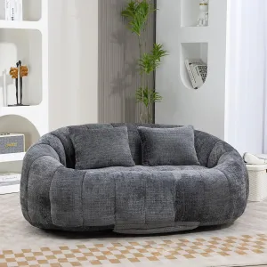 Giant Bean Bag Chair Couch with Foam Filler, Oversized Bean Bag Sofa for Adults,Teens, Comfy Floor Loveseat with 2 Pillows, Lazy Beanbag Lounger for Living Room, Game Room, Office, Chenille Grey