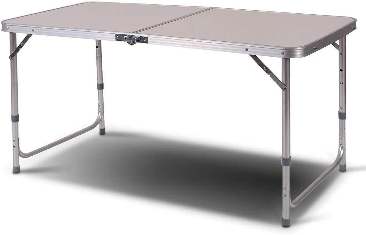 Giantex Folding Table Portable Camping Table W/3 Adjustable Heights, Aluminum Lightweight Picnic Table W/Carrying Handle for Outdoor Cooking Picnic Camping Party BBQ