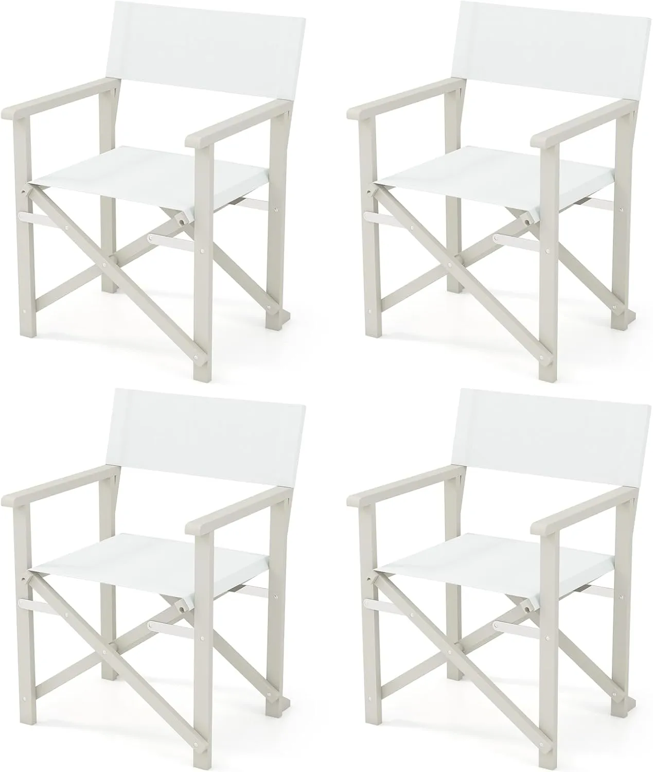 Giantex Set of 4 Folding Director Chairs, Lightweight Patio Camping Chair with Acacia Wood Frame & Oxford Fabric Seat, Portable Indoor Outdoor Chairs for Picnic Dining Fishing, No Assembly