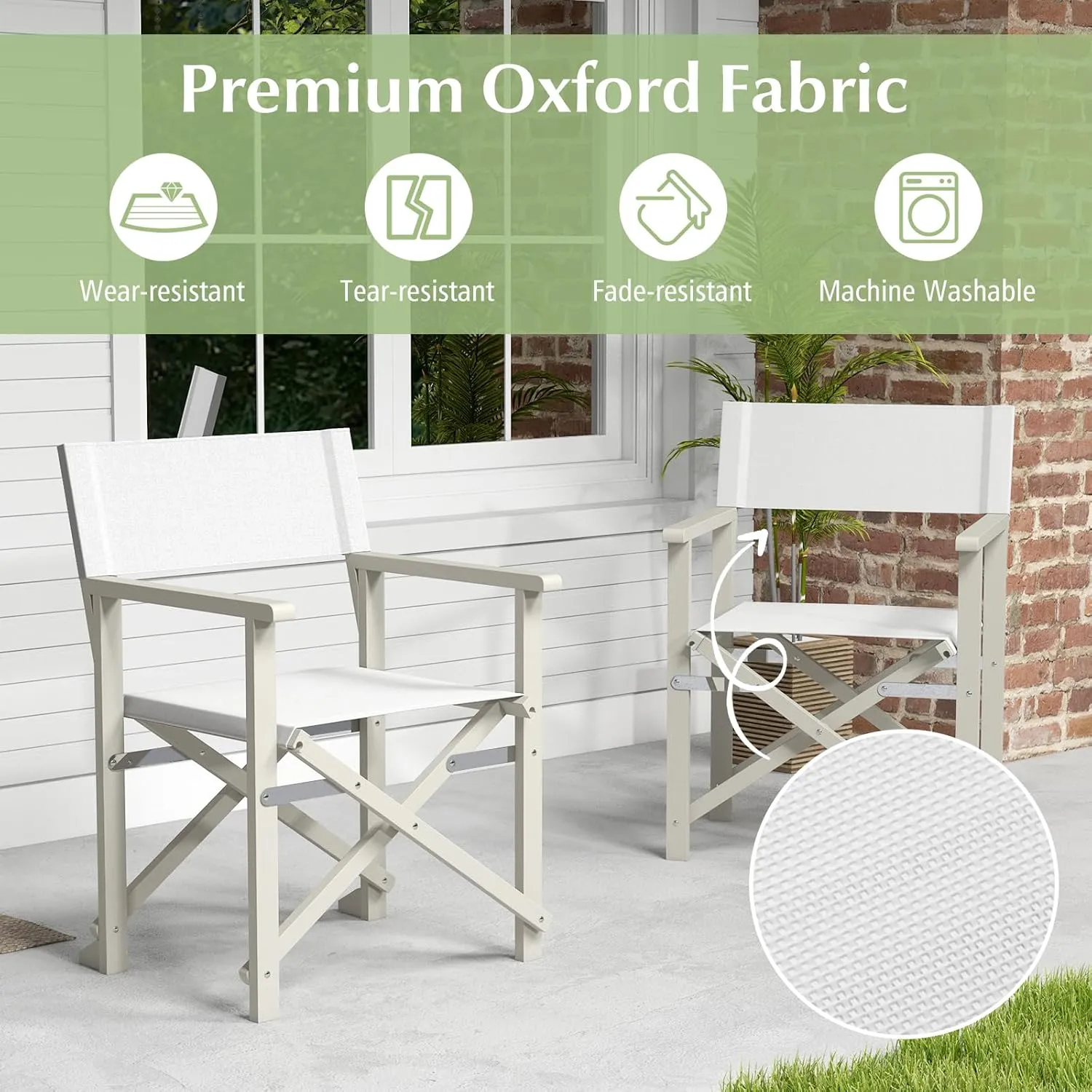 Giantex Set of 4 Folding Director Chairs, Lightweight Patio Camping Chair with Acacia Wood Frame & Oxford Fabric Seat, Portable Indoor Outdoor Chairs for Picnic Dining Fishing, No Assembly