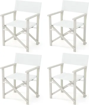 Giantex Set of 4 Folding Director Chairs, Lightweight Patio Camping Chair with Acacia Wood Frame & Oxford Fabric Seat, Portable Indoor Outdoor Chairs for Picnic Dining Fishing, No Assembly