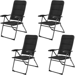 Giantex Set of 4 Patio Chairs, Folding Chairs with Adjustable Backrest, Outdoor Sling Chairs for Bistro, Deck, Backyard, Armchair with Padded Seat, 300 lbs Capacity (4, Black)