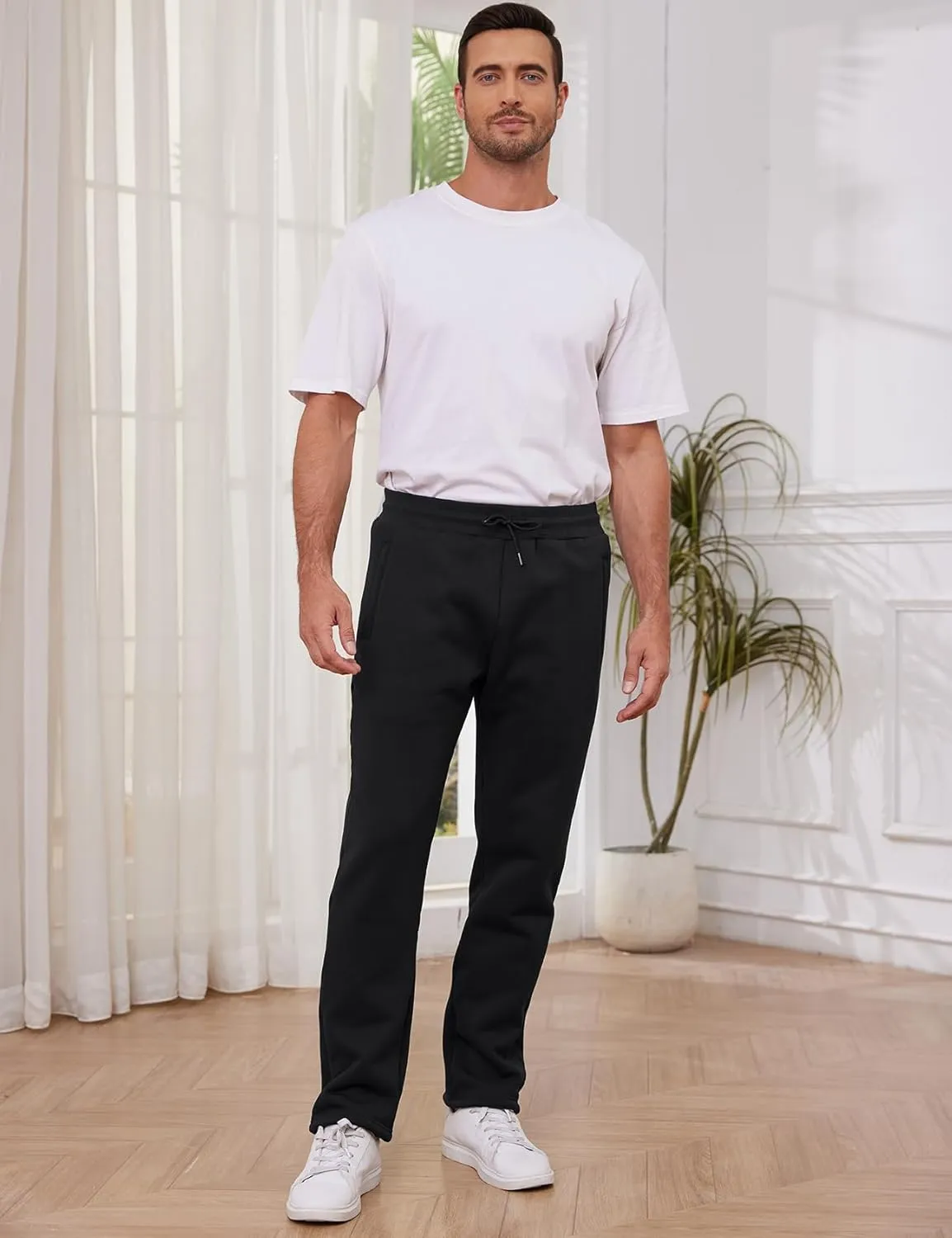 Gihuo Men's Winter Warm Fleece Pants Sherpa Fleece Lined Jogger Pants Sweatpants