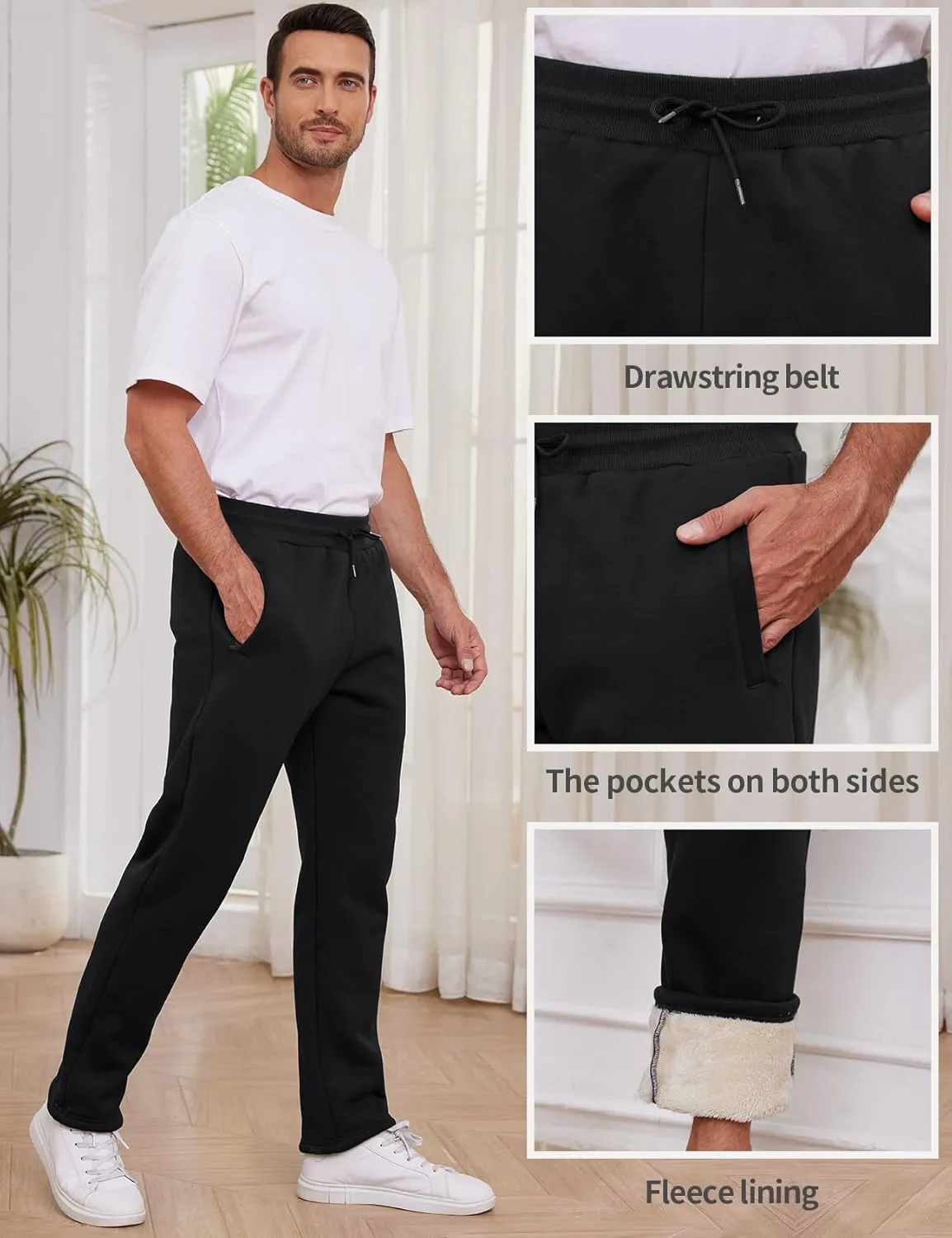 Gihuo Men's Winter Warm Fleece Pants Sherpa Fleece Lined Jogger Pants Sweatpants