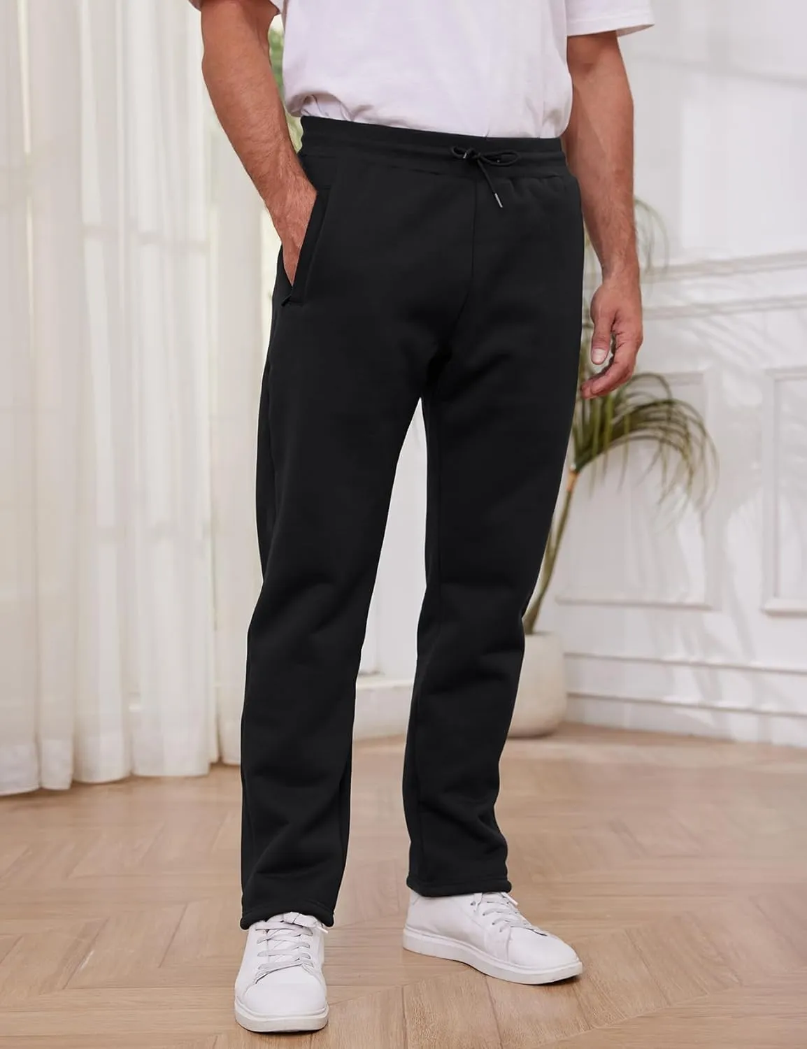 Gihuo Men's Winter Warm Fleece Pants Sherpa Fleece Lined Jogger Pants Sweatpants