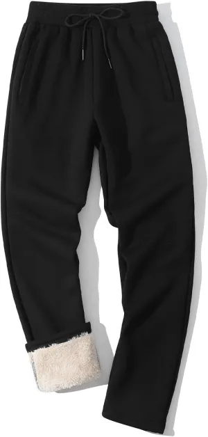 Gihuo Men's Winter Warm Fleece Pants Sherpa Fleece Lined Jogger Pants Sweatpants