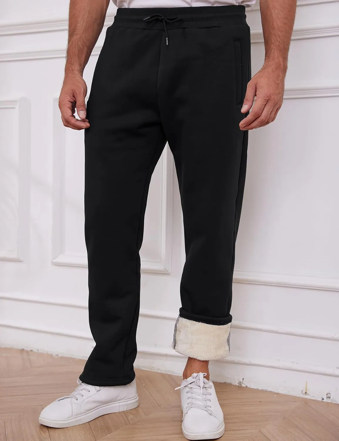 Gihuo Men's Winter Warm Fleece Pants Sherpa Fleece Lined Jogger Pants Sweatpants