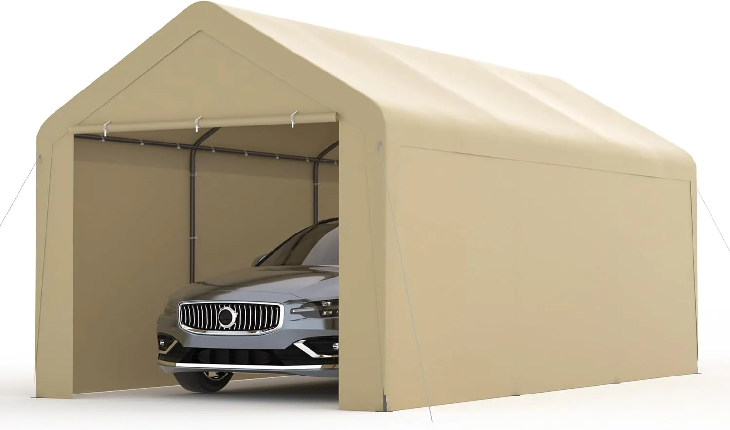 GOJOOASIS Carport 10x20 Car Ports Heavy Duty Outdoor Car Canopy Shelter Storage Tent Portable Garage with UV Protection, Waterproof & Rust-Proof, Easy Assembly for Cars, Trucks, Vehicles (Beige)