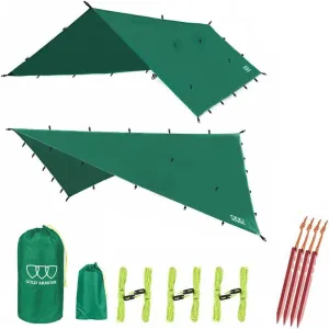 Gold Armour Rainfly Tarp Hammock, Premium 14.7ft/12ft/10ft/8ft Rain Fly Cover, Waterproof Ultralight Camping Shelter Canopy, Survival Equipment Gear Camping Tent Accessories (Green 12ft x 10ft)