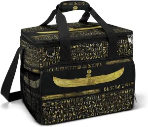 Golden Egyptian Ornament Goddess Art Cooler Bag, Collapsible Soft Sided Cooler, Large Leakproof Camping Cooler, Portable Travel Cooler for Camping, Road Trips