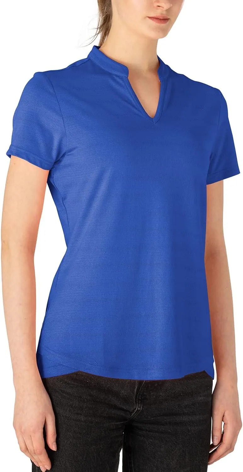 Gopune Women's V Neck Golf Polo Shirts Collarless Short Sleeve Lightweight Quick Dry Tennis Running T-Shirts