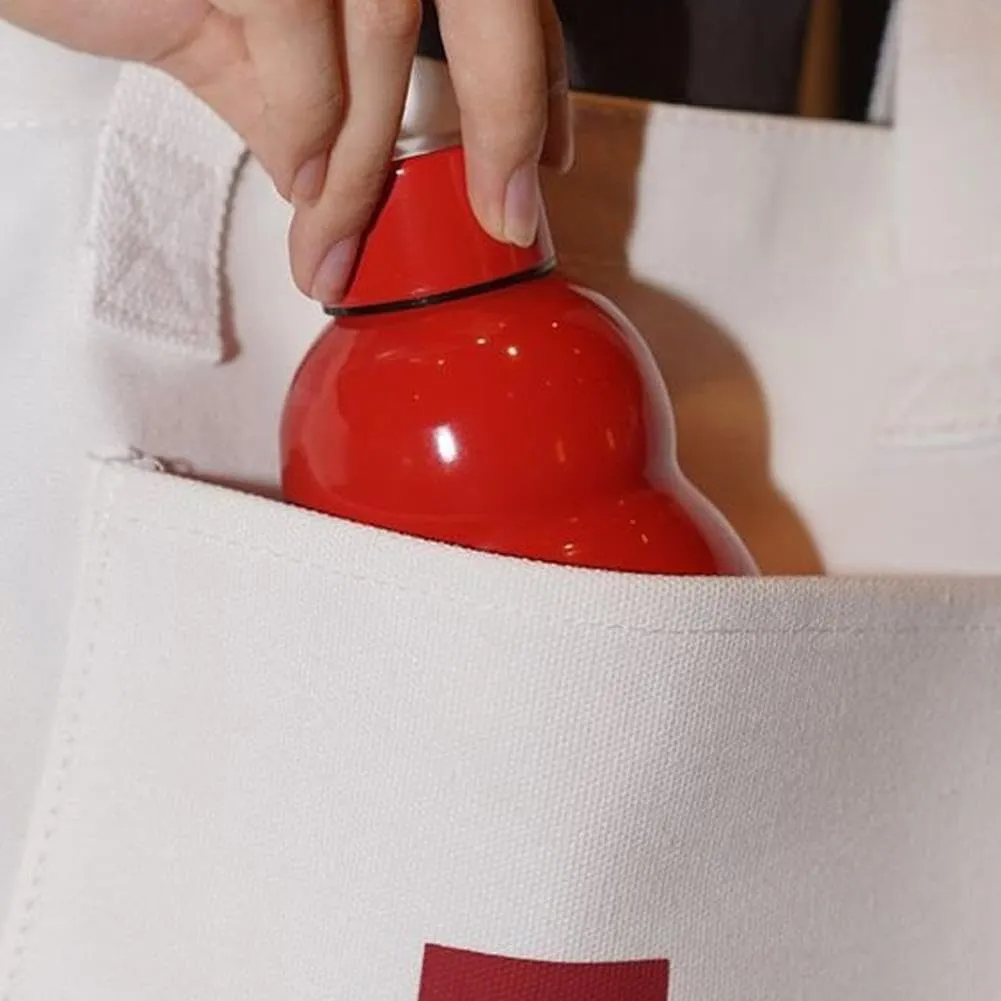 Gourd Water Bottle, Retro Style Gourd Sports Water Bottle, 316 Stainless Steel Winter Thermos Cup 280ml Travel Water Bottle, for Outdoor and Indoor, Valentine's Day Gifts (Red with shoulder strap)