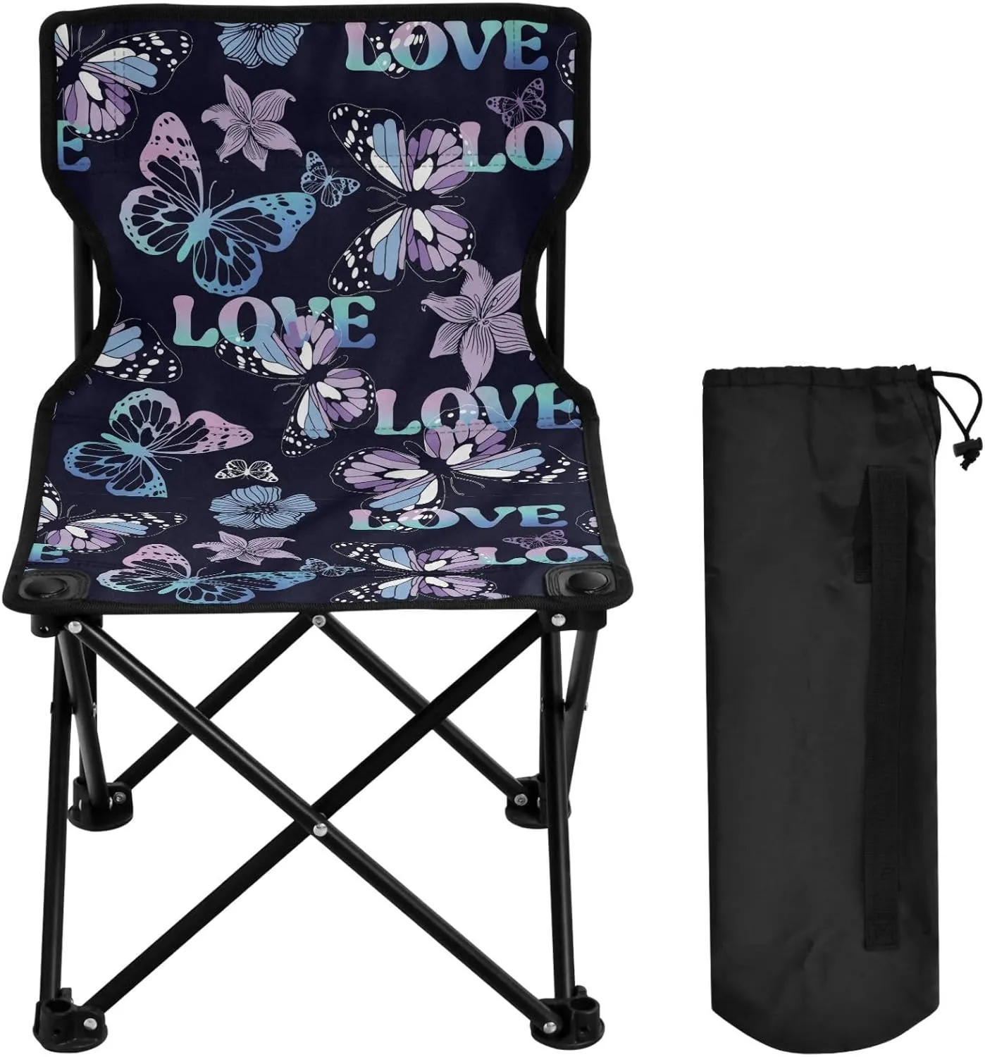 Gredecor Camping Chairs, Butterflies Love Portable Camping Chair with Storage Bag, Lightweight Foldable Chair for Outside Camping, Hiking, Travel, Beach and Sports