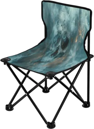 Green Misty Skeleton Portable Outdoor Folding Chair Anti-Slip Padded Oxford Cloth Stool Camping Chair Small for Beach Hiking Fishing Gardening Quad Camp Chair