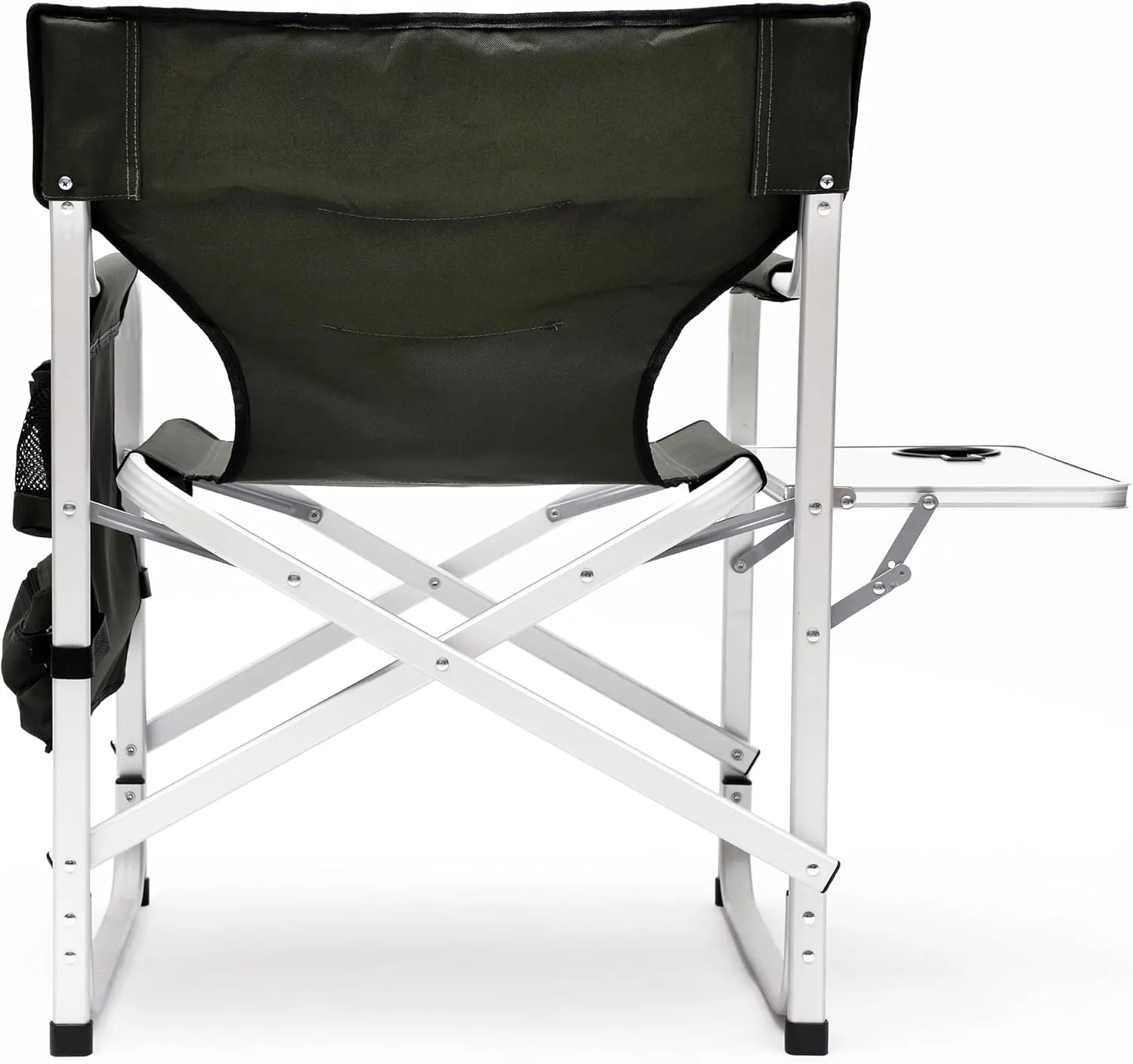 Green Padded Folding Outdoor Chair with Side Table - Lightweight Oversized Directors Chair with Storage Pockets for Camping, Picnics, Fishing - 34.83"x18.90"x31.50"