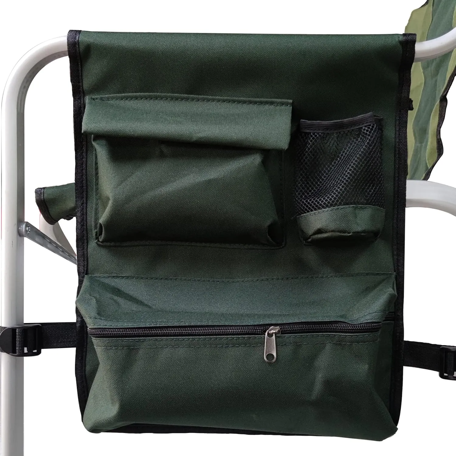 Green Padded Folding Outdoor Chair with Side Table - Lightweight Oversized Directors Chair with Storage Pockets for Camping, Picnics, Fishing - 34.83"x18.90"x31.50"
