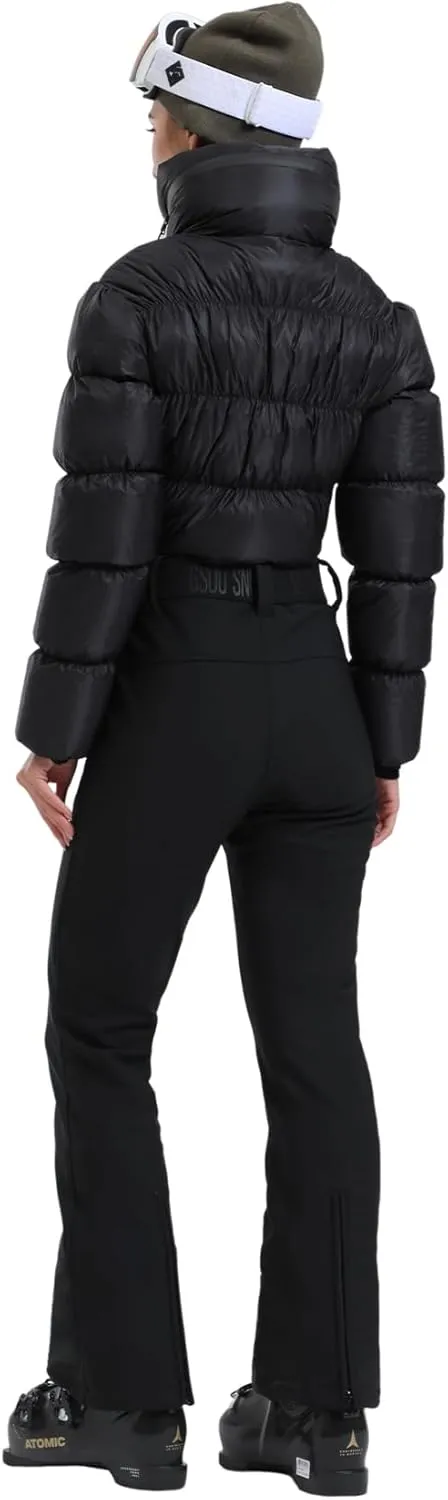 GSOU SNOW Womens Ski Suits Down One Piece Snowsuit Waterproof Snowboard Jumpsuits Winter Ski Outfit