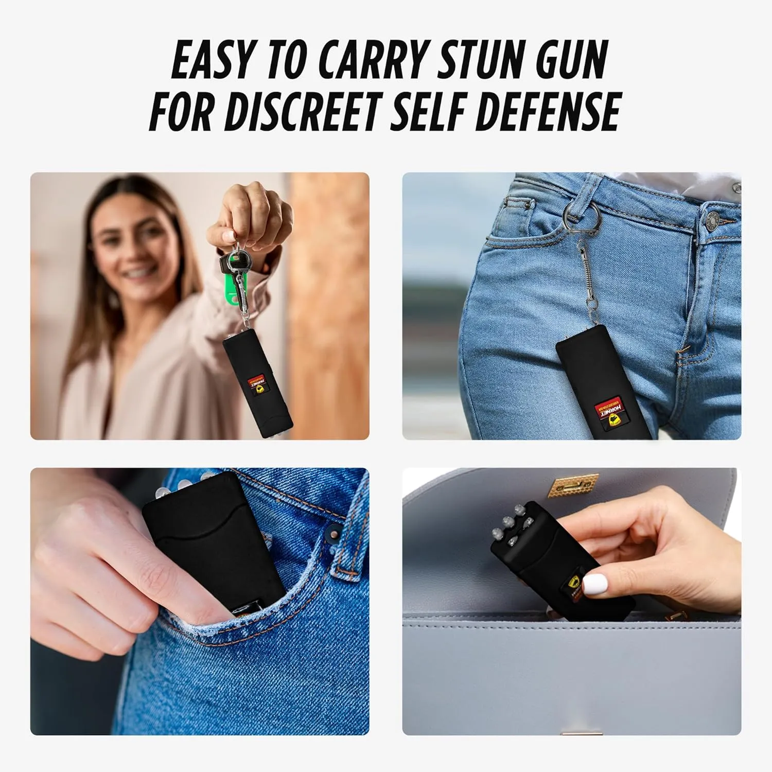 Guard Dog Hornet Micro Stun Gun Keychain - with LED Flashlight, Safety Switch, and Powerful Shock, Heavy Duty Keychain Stun Gun with Bright Flashlight, Built-in Charger, Women Self Defense