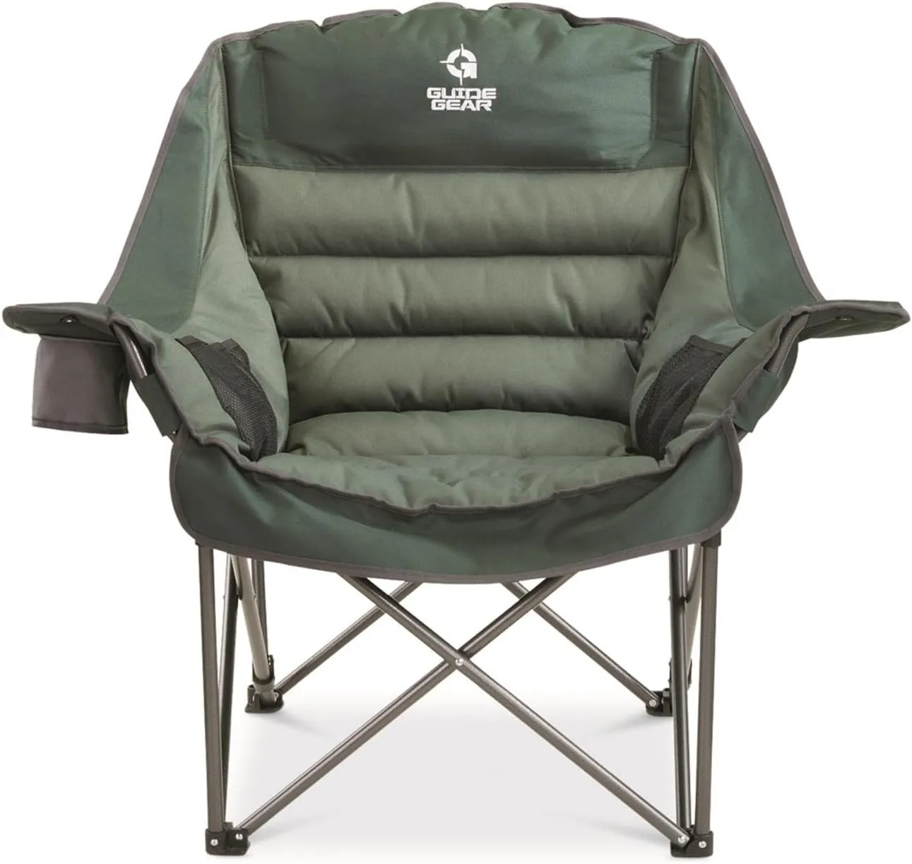 Guide Gear Oversized Extra Large Padded Camping Chair, Portable, Folding, Large Camp Lounge Beach Chairs for Outdoor, Adults, Men and Women, Heavy-Duty 400 Pound Capacity, with Cup Holder