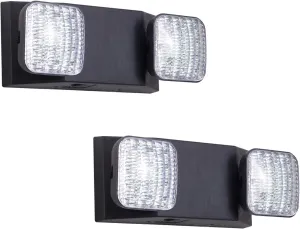 GZRUIYANG Emergency Lights with Battery Backup, LED Commercial Emergency Lighting Fixtures Two Head Adjustable, UL 924 Certified, Hardwired Emergency Exit Light for Business - 2 Pack(Black)