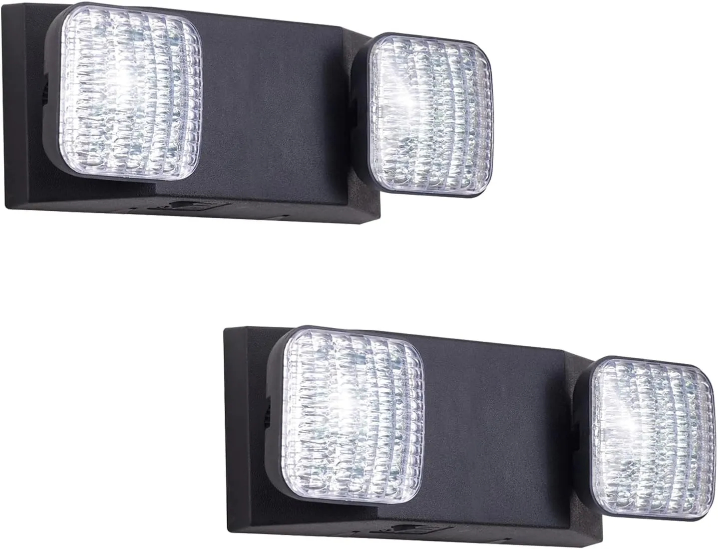 GZRUIYANG Emergency Lights with Battery Backup, LED Commercial Emergency Lighting Fixtures Two Head Adjustable, UL 924 Certified, Hardwired Emergency Exit Light for Business - 2 Pack(Black)