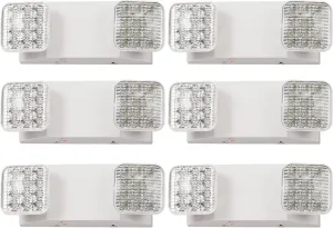 GZRUIYANG Emergency Lights with Battery Backup, LED Commercial Emergency Lighting Fixtures Two Head Adjustable, UL 924 Certified, Hardwired Emergency Exit Light for Business - 6 Pack(White)