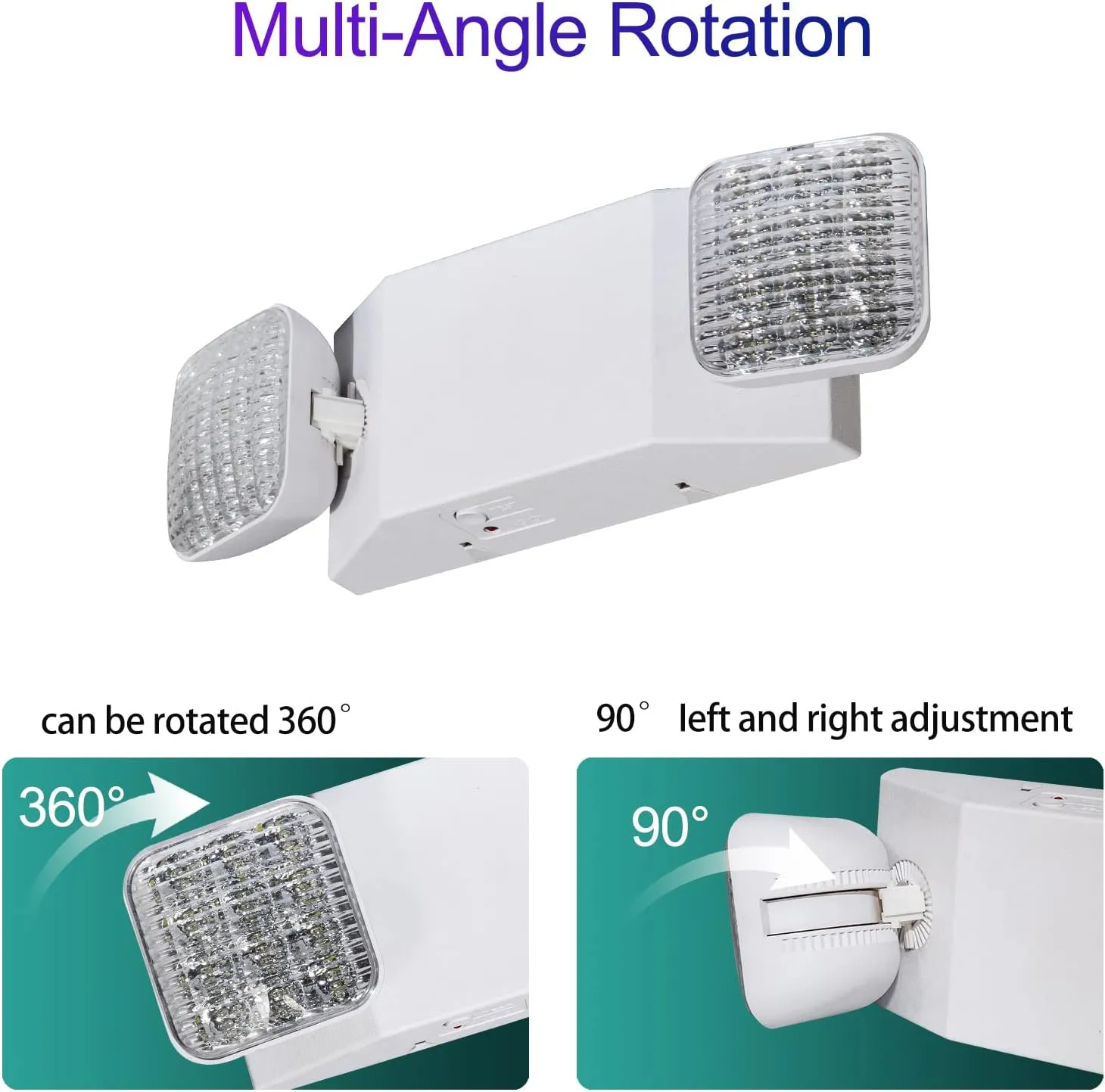 GZRUIYANG Emergency Lights with Battery Backup, LED Commercial Emergency Lighting Fixtures Two Head Adjustable, UL 924 Certified, Hardwired Emergency Exit Light for Business - 6 Pack(White)