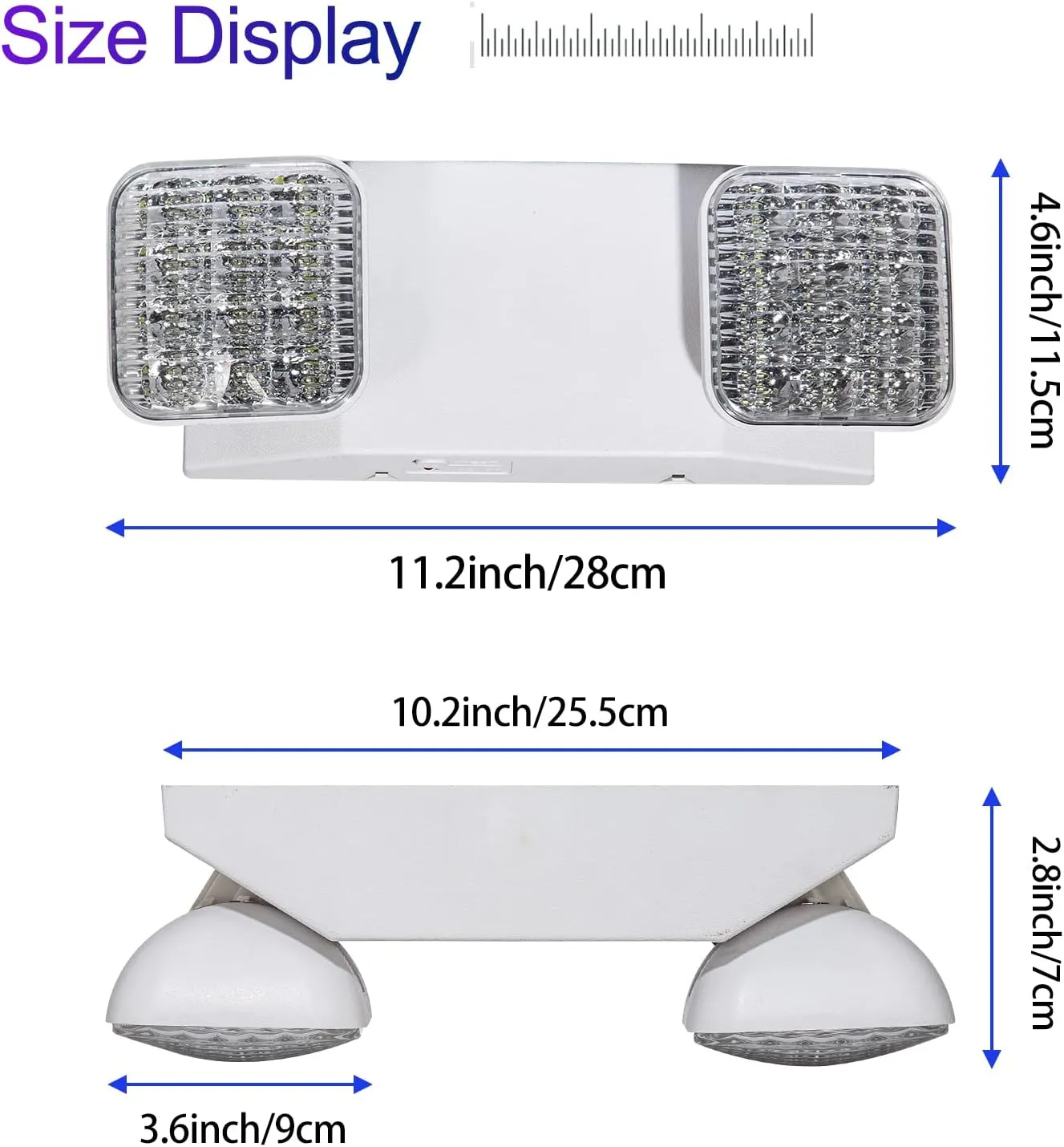 GZRUIYANG Emergency Lights with Battery Backup, LED Commercial Emergency Lighting Fixtures Two Head Adjustable, UL 924 Certified, Hardwired Emergency Exit Light for Business - 6 Pack(White)