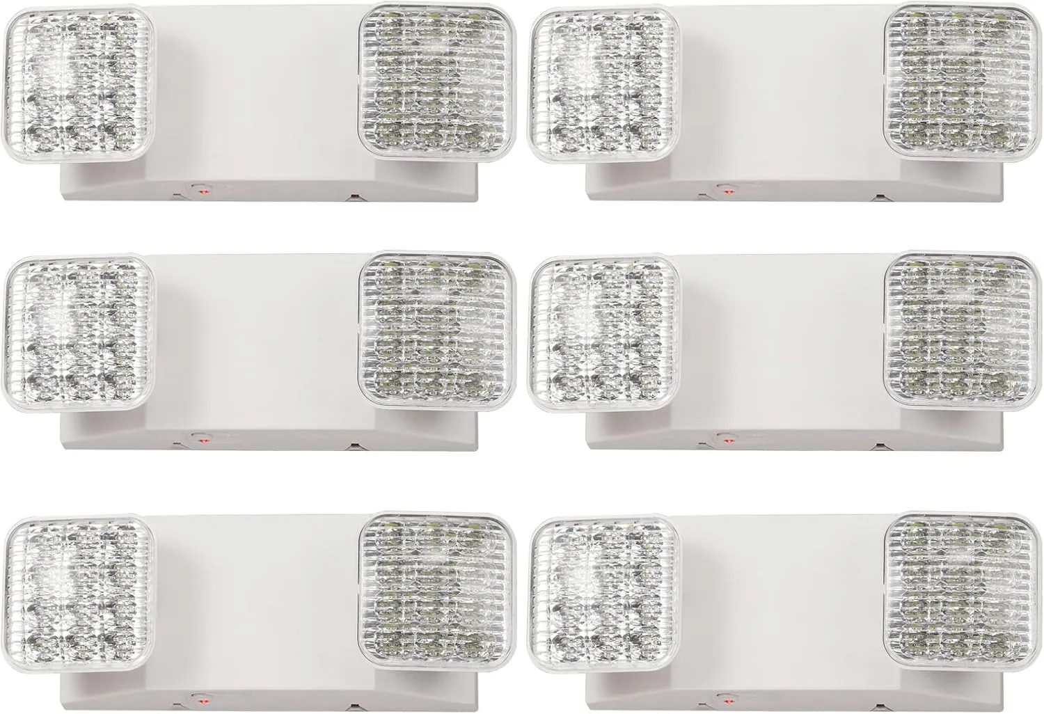 GZRUIYANG Emergency Lights with Battery Backup, LED Commercial Emergency Lighting Fixtures Two Head Adjustable, UL 924 Certified, Hardwired Emergency Exit Light for Business - 6 Pack(White)
