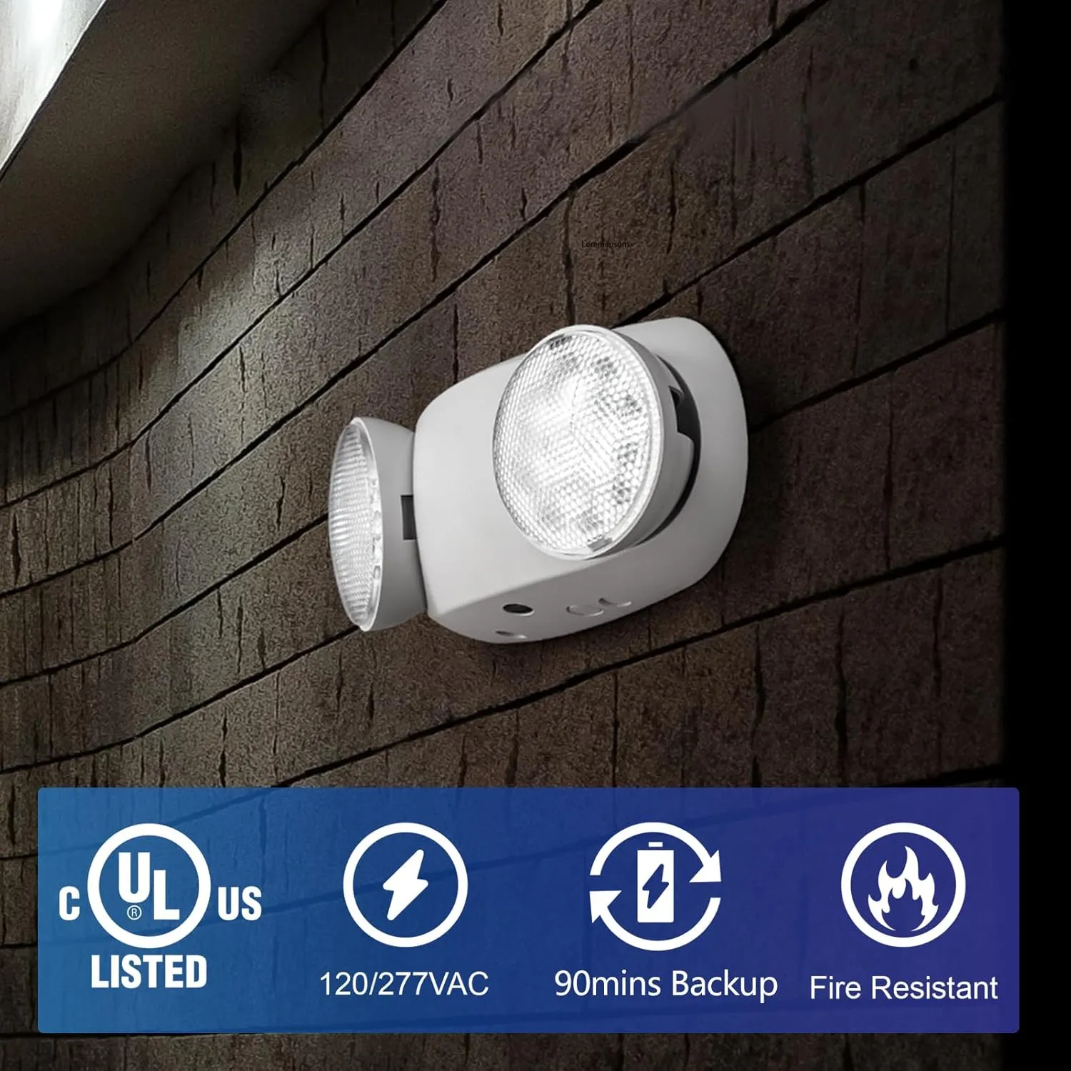 GZRUIYANG LED Emergency Lights with Battery Backup, Commercial Emergency Light Fixtures for Business Home Power Failure Emergency Exit Sign Lighting with 1.0 Meter Plug in Cord AC120V