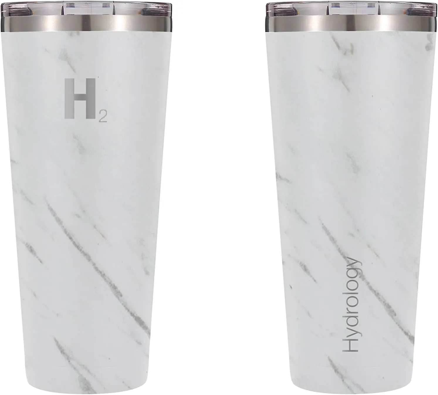 H2 HYDROLOGY Classic Tumbler | Tumbler With Lid and Four Straws | Double Wall Vacuum Insulated & Stainless Steel Water Tumbler | Anti-Slip Tumbler for Coffee, Water, Tea (32 oz, Marble)