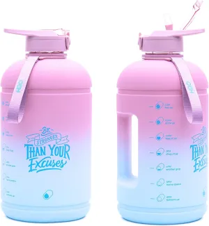 H2O Capsule INSPO Gallon Water Bottle with Time Marker and Straw Motivational Hydration Tracker Jug Big BPA-Free FoodSafe Leakproof Drinking Bottle with Handle & Strap, Rainy Ashville