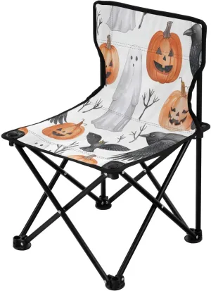 Halloween Cute Spectre Portable Outdoor Folding Chair Anti-Slip Padded Oxford Cloth Stool Camping Chair Small for Beach Hiking Fishing Gardening Quad Camp Chair