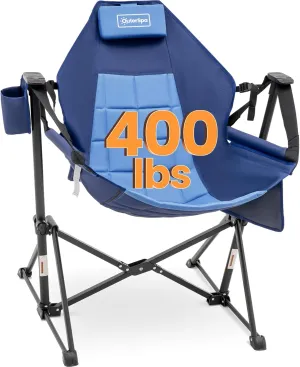 Hammock Camping Chair for Adults with Adjustable Backrest, Heavy Duty Padded Folding Hammock Chair Supports 400lbs, Portable Hammock Chair Swinging Chair for Camping, Travelling and Patio