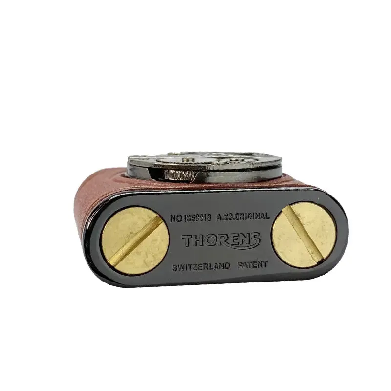 Handmade Cowhide Lighter - Inlaid Mechanical Movement - Brown