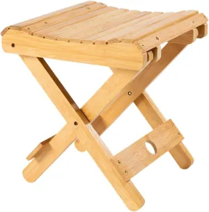 Handmade Wooden Stool Portable Folding Camping Stool Comfortable for Outdoor Home and Garden