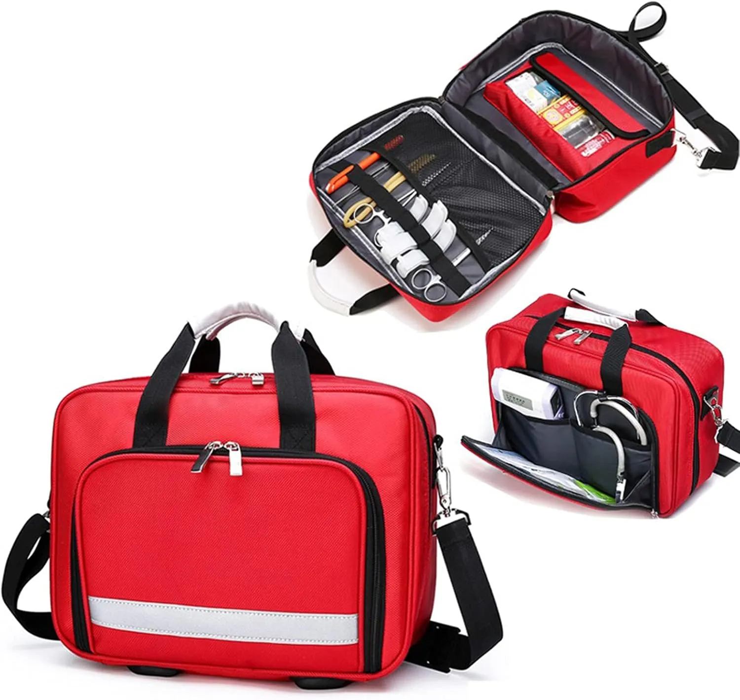 Handy and Comprehensive First Aid Kit Bag, Waterproof Multifunctional First Aid Bag Travel Hunting Workplace Camping(Bag Only, Drugs Not Included)(Red)