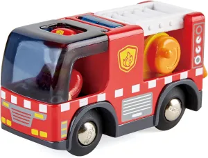 Hape Fire Truck with Siren | 2-Piece Fire Truck, Fireman Toy Set