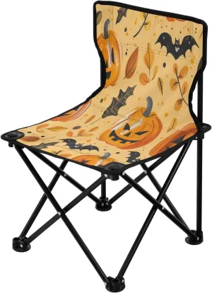 Happy Halloween Pumpkin Portable Outdoor Folding Chair Anti-Slip Padded Oxford Cloth Stool Camping Chair Small for Beach Hiking Fishing Gardening Quad Camp Chair